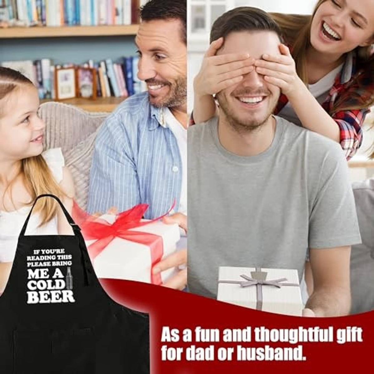 Black apron with 'If you're reading this, please bring me a cold beer' slogan