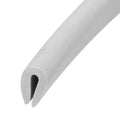 Grey U-shaped rubber/plastic edge trim channel with open V groove