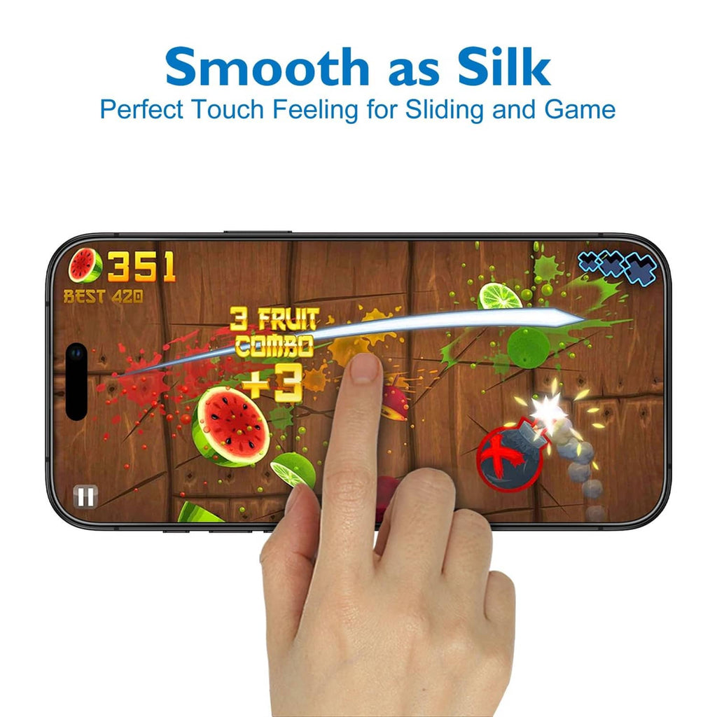 Matte glass screen protector with smooth touch for swiping and gaming