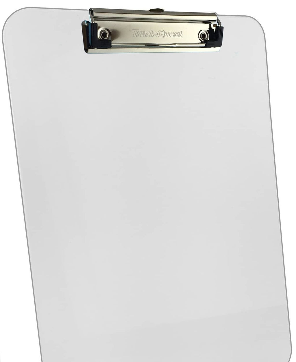 Trade Quest low-profile transparent clipboard with metal top clip, letter size