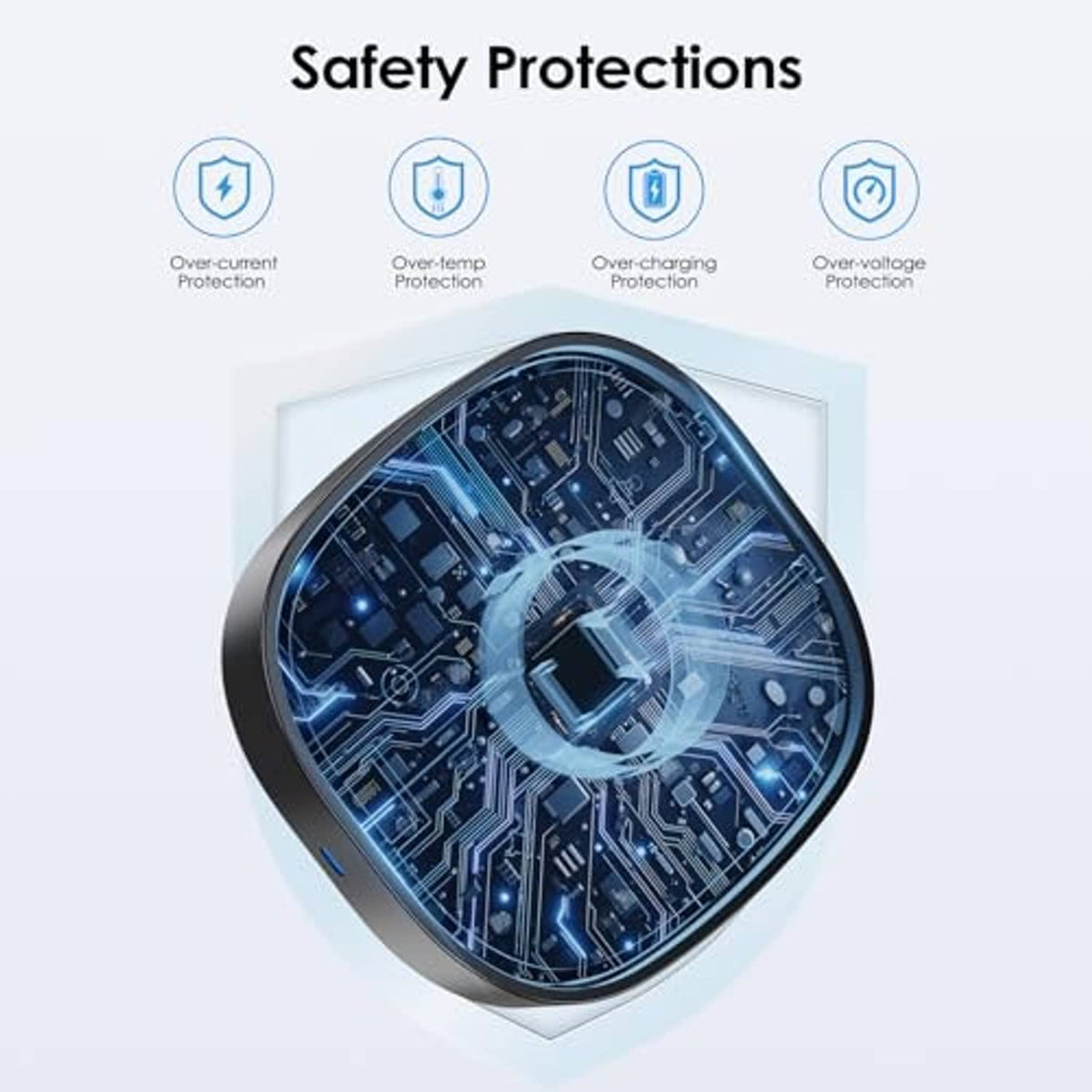 Black wireless charging case with circuit-style safety protection design
