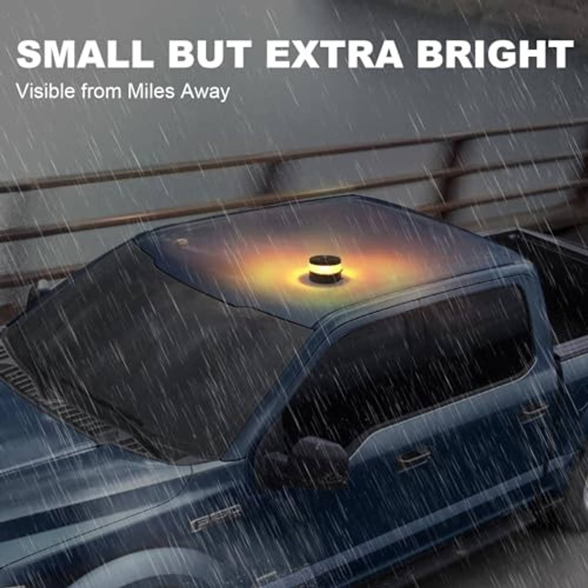 Small black amber LED strobe beacon light for vehicle use