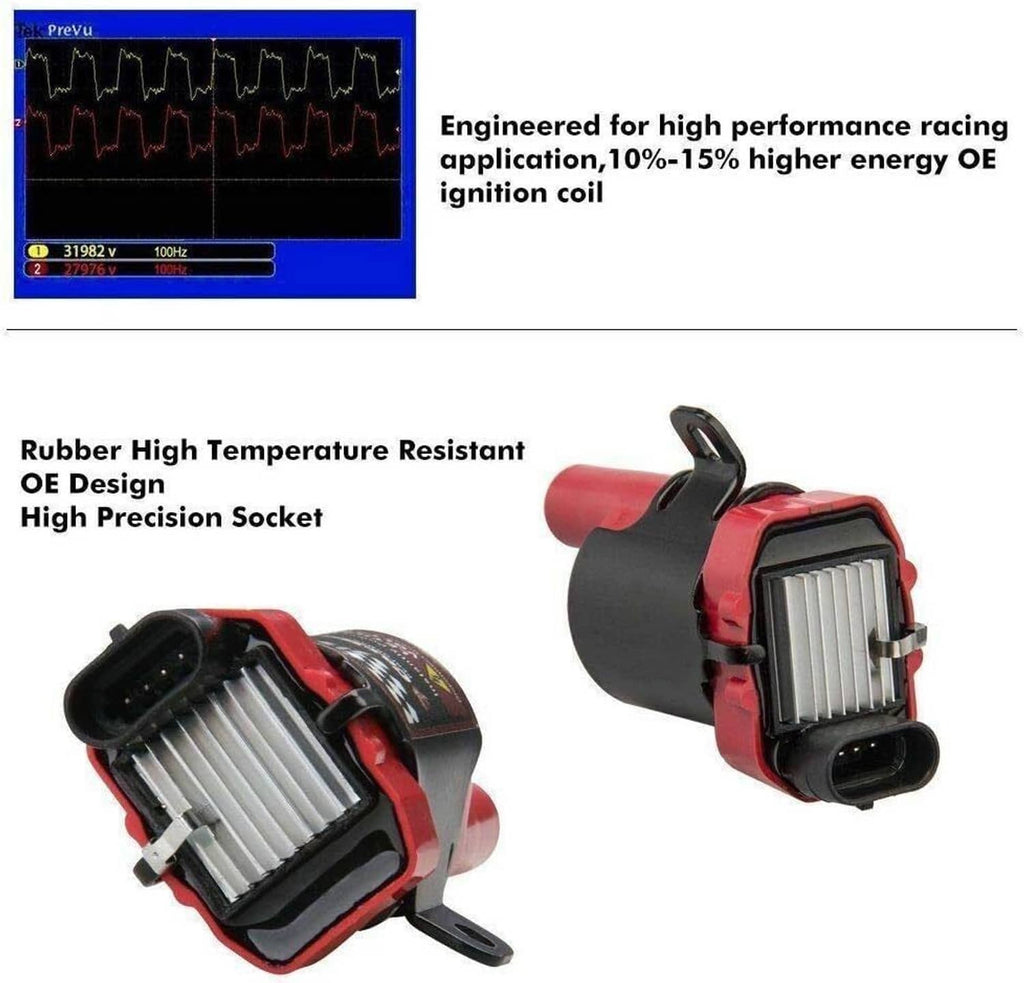 Ignition coil spark plug wire set with red coil housing and black connectors, angled view
