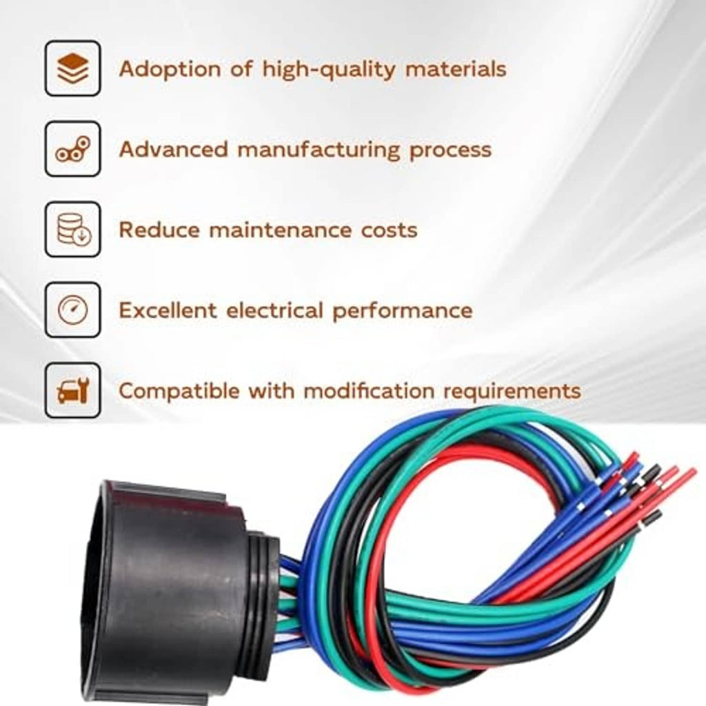 Headlight connector pigtail with round plug and multicolor wiring harness