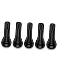 Black rubber snap-in tire valve stems, 5-pack set with ribbed caps
