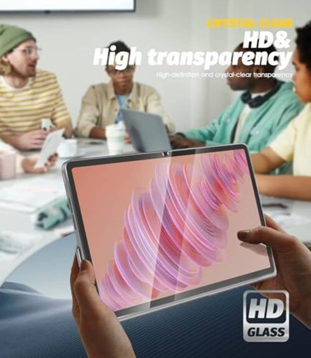 Tempered glass screen protector on 11.5-inch tablet screen, high-transparency look