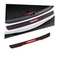 Universal rear bumper guard protector, black rubber with red accent strip and Sports logo