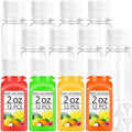 Set of 12 mini plastic juice bottles, assorted colors, with white caps