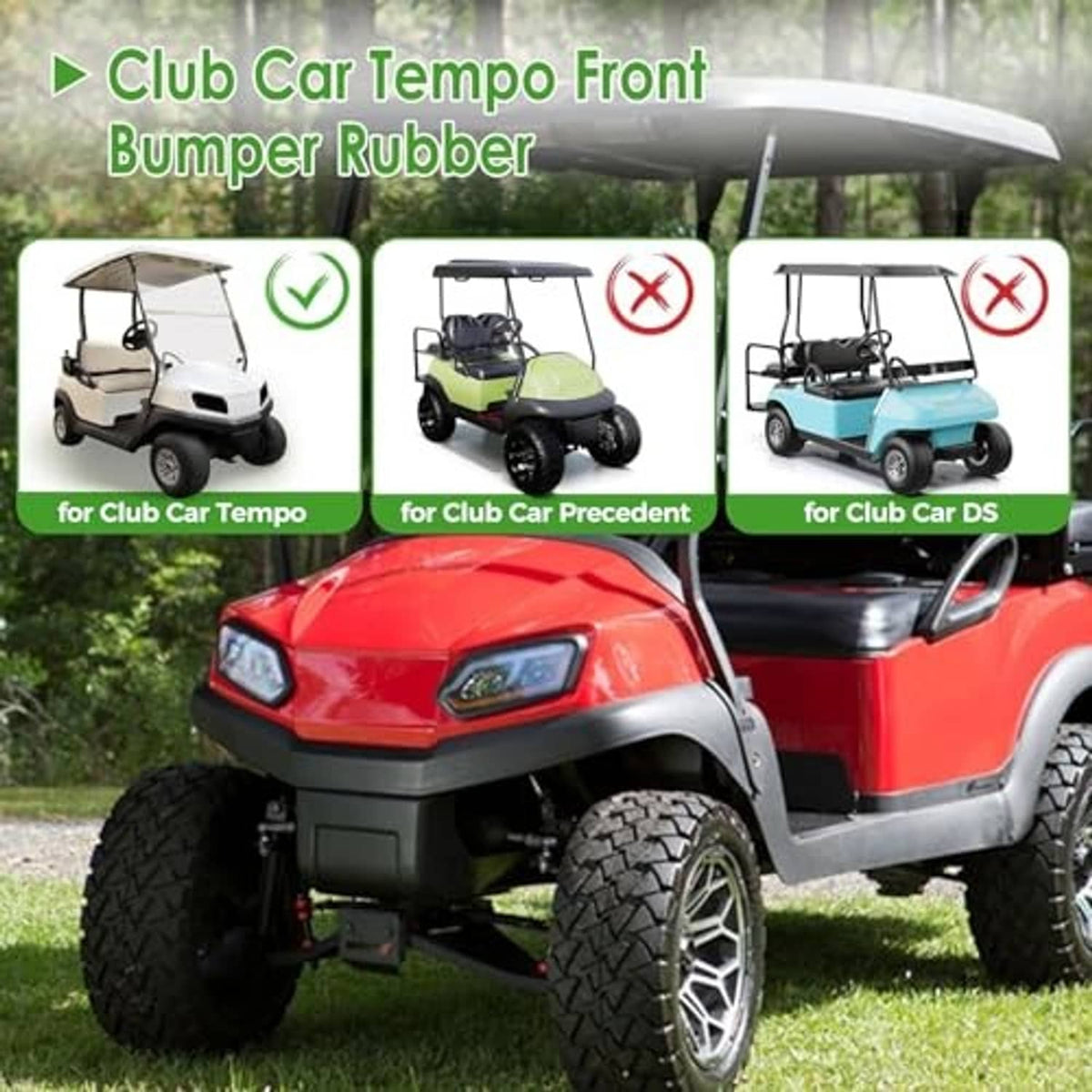 Club car front bumper rubber, dark gray molded piece fitted on golf cart front