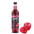 DaVinci raspberry syrup bottle with pink label and raspberries