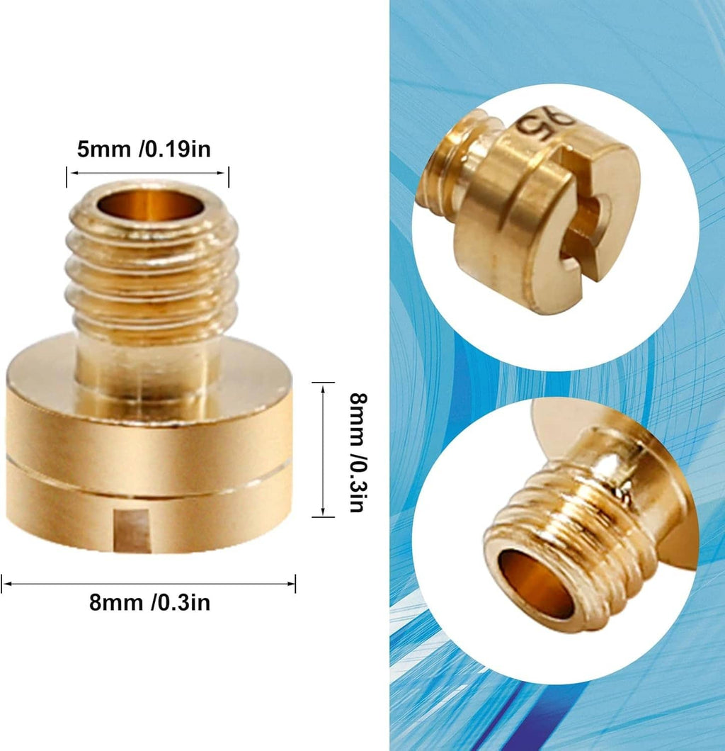 Brass carburetor main jet with 5mm inlet and 8mm height, measured part