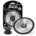 Shower drain hair catcher kit with stainless strainer disc and small black perforated cylinder