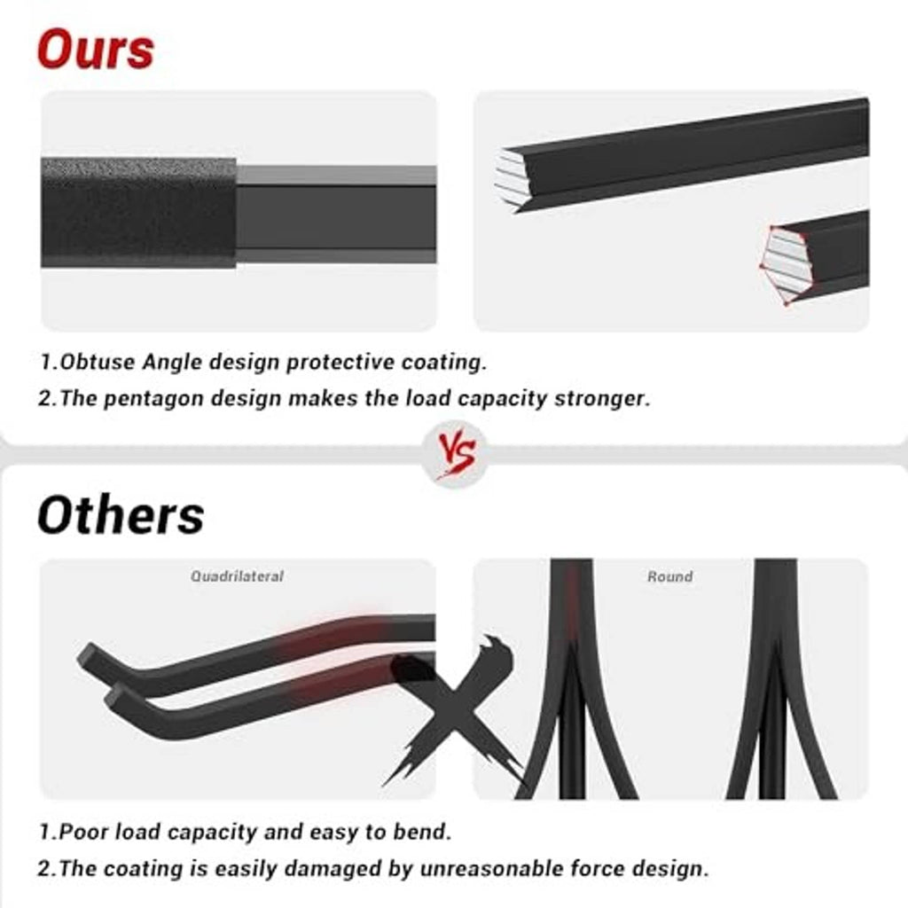 Black heavy-duty coating on curved steel storage hook profile for wall mounting