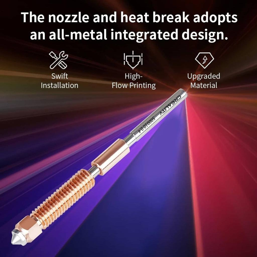 Brass-copper 0.4mm quick-swap nozzle, angled metal barrel with pointed tip