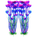 Purple and blue artificial aquarium plant cluster with green base