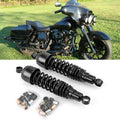 Pair of 13-inch black rear suspension shocks with coil springs and mounting hardware