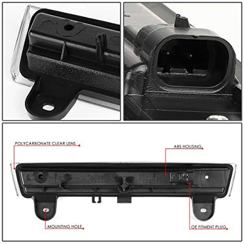 Technical view of black LED brake light housing with clear polycarbonate lens