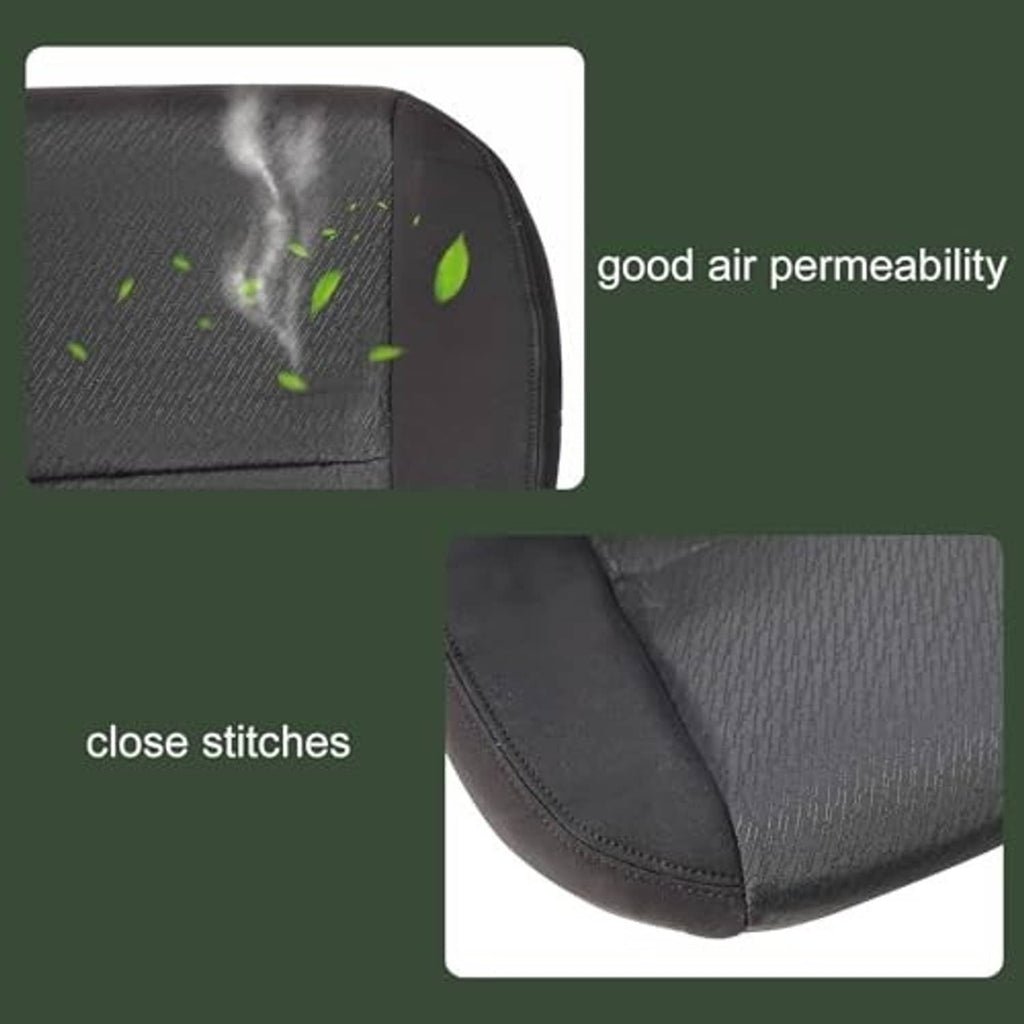 Black seat bottom cover with close stitched edges and textured fabric finish