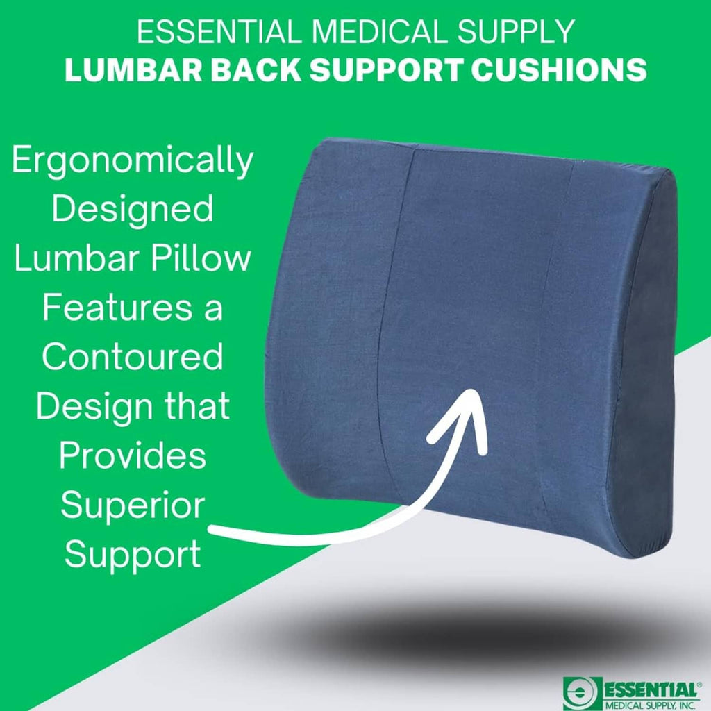 Navy contoured lumbar back support cushion with curved molded form