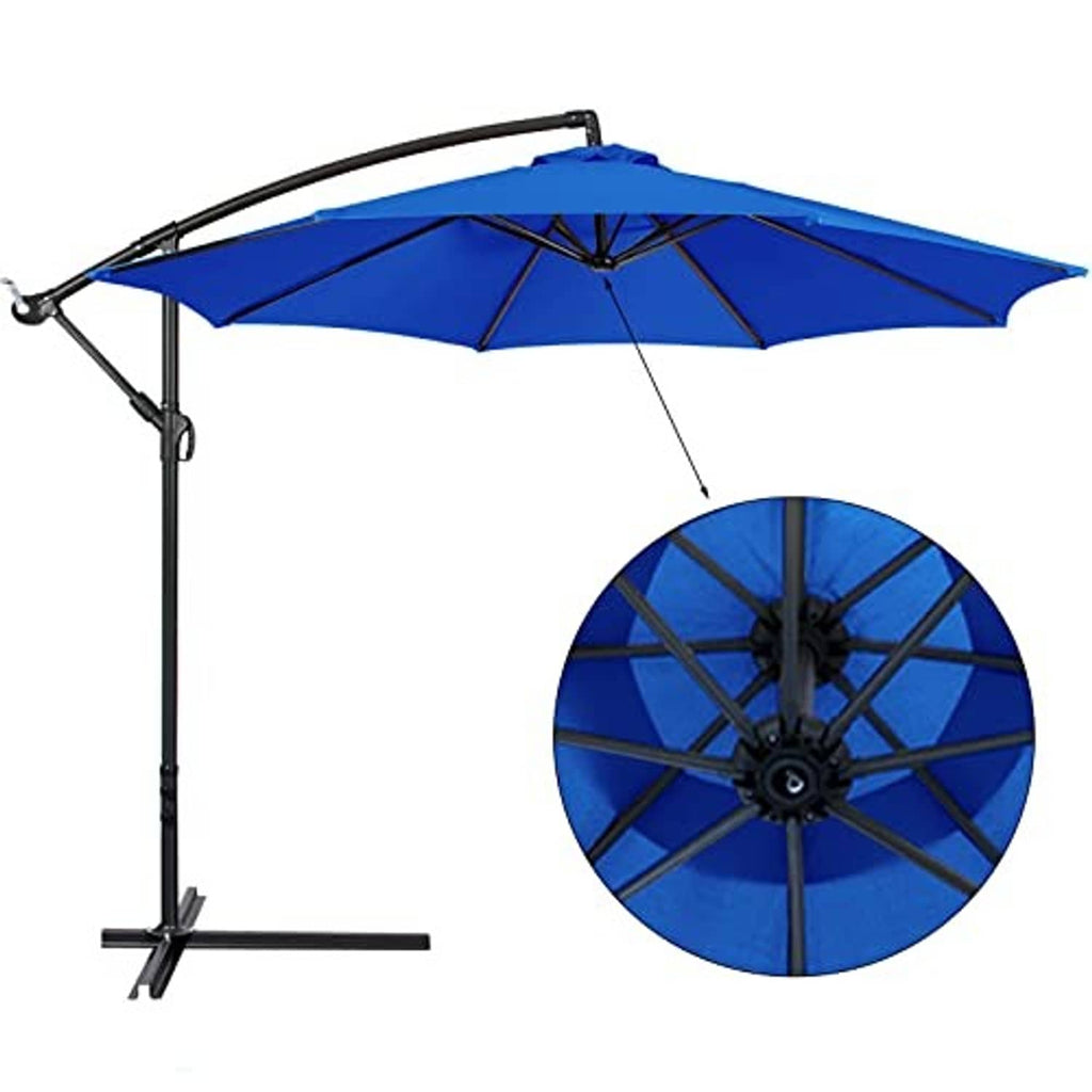 Navy blue 10 ft umbrella canopy replacement with 8 rib frame and finial