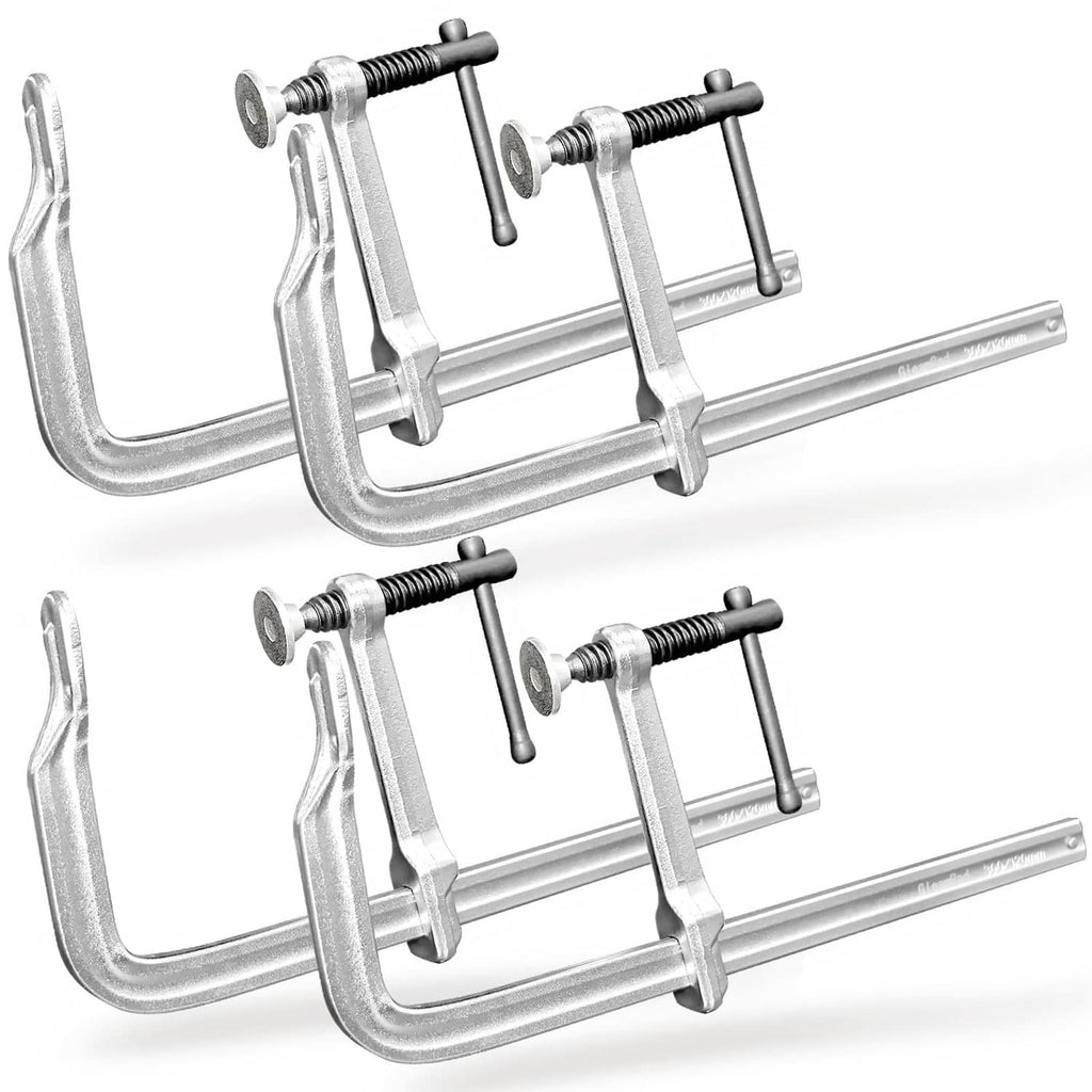 Heavy-duty U-bolt clamp set with silver steel frames and threaded screw bars