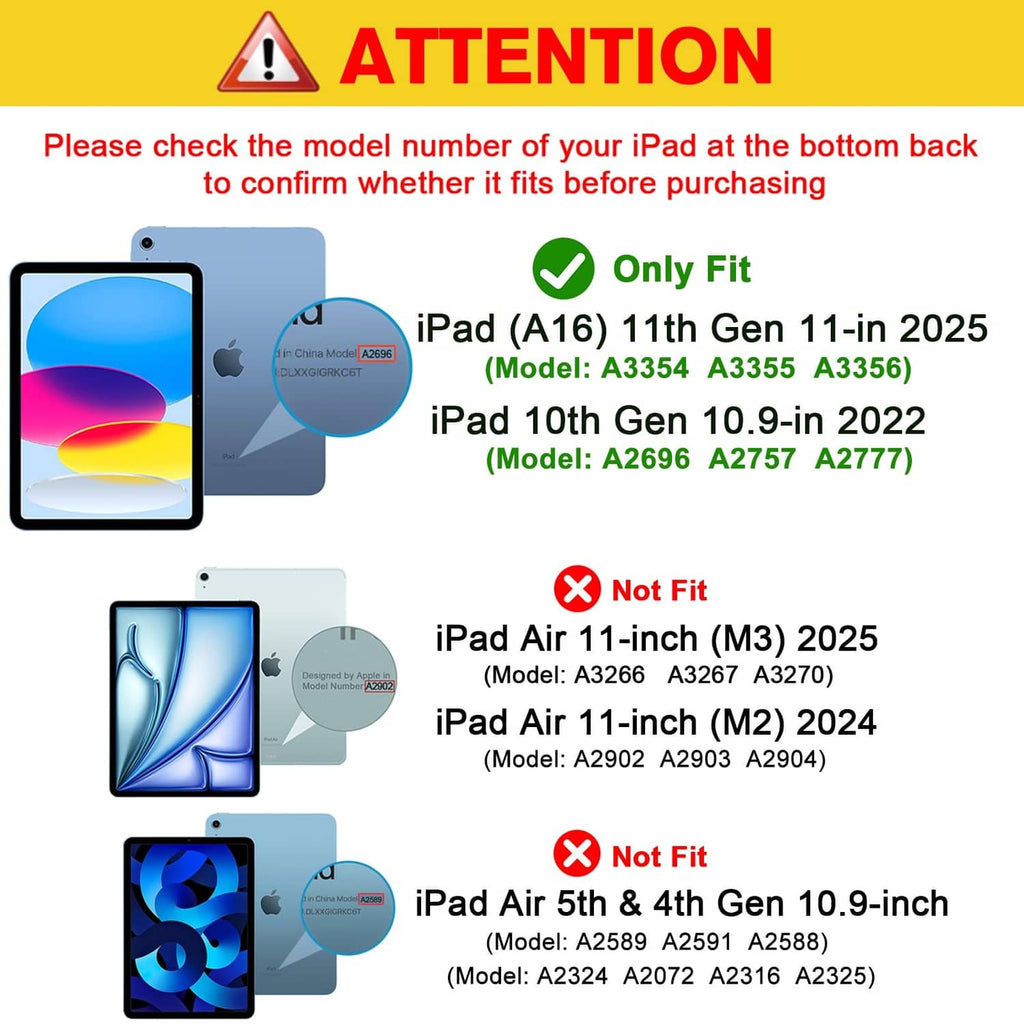 Pink iPad case model compatibility chart showing only-fit iPad sizes