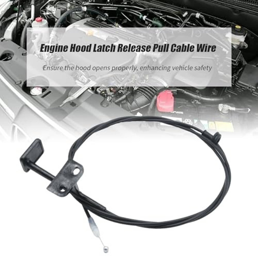 Engine hood latch release pull cable wire with metal ball end and black mounting bracket