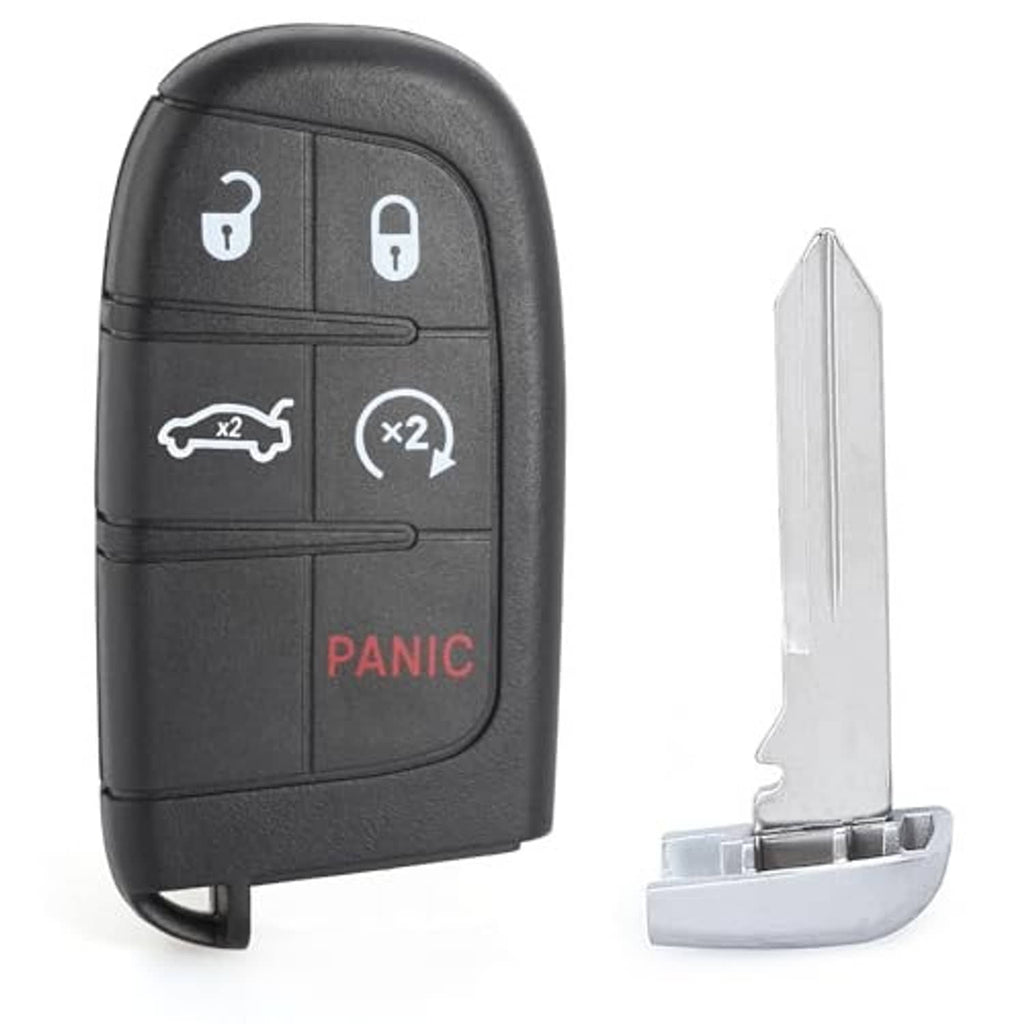 Black replacement car key fob with side key blade, lock/unlock and panic buttons