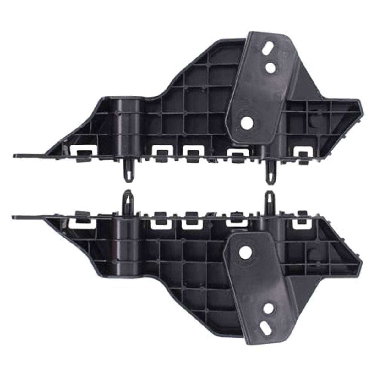 2-piece set of black front bumper bracket retainers with molded grid and holes