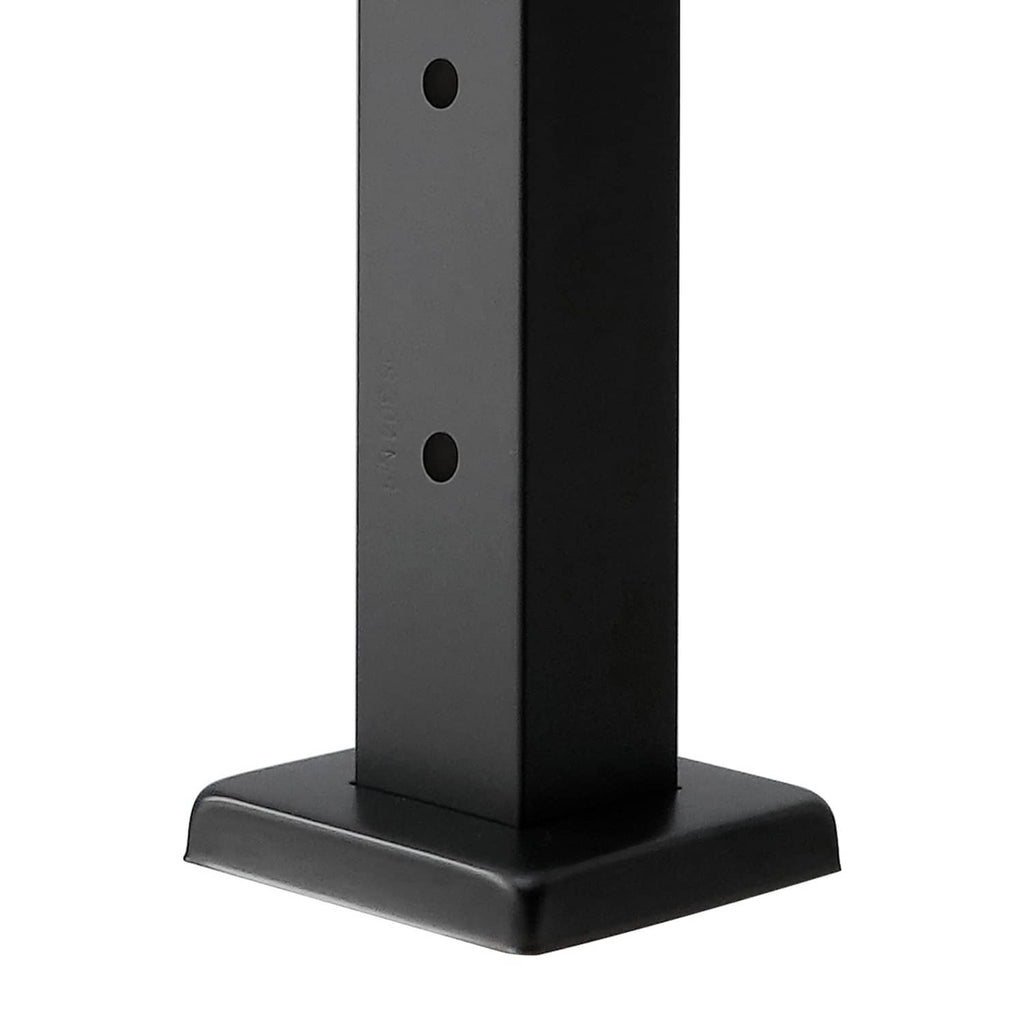 Black metal cable railing post base with side pre-drilled holes