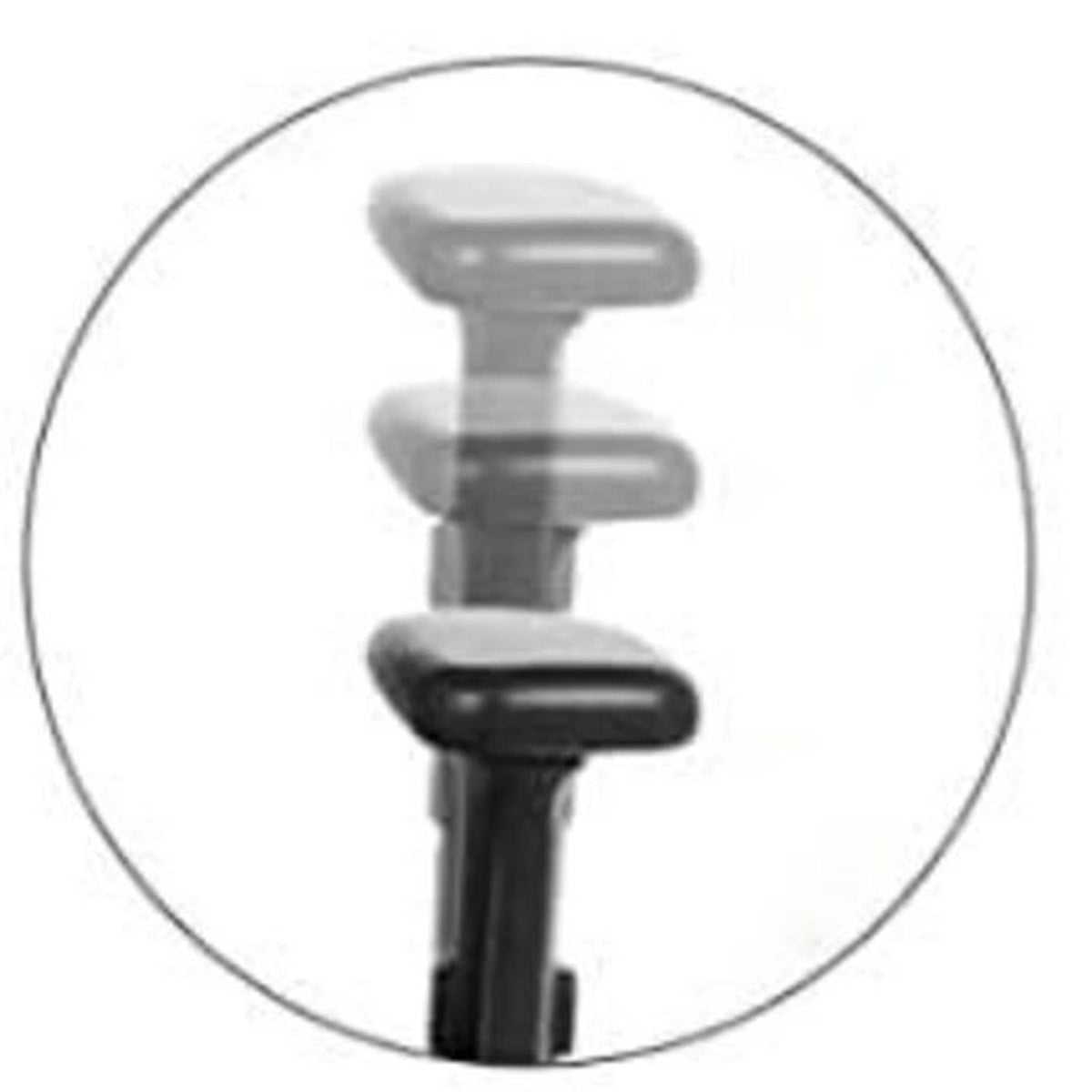 Right chair armrest with curved padded arm supports on a dark frame