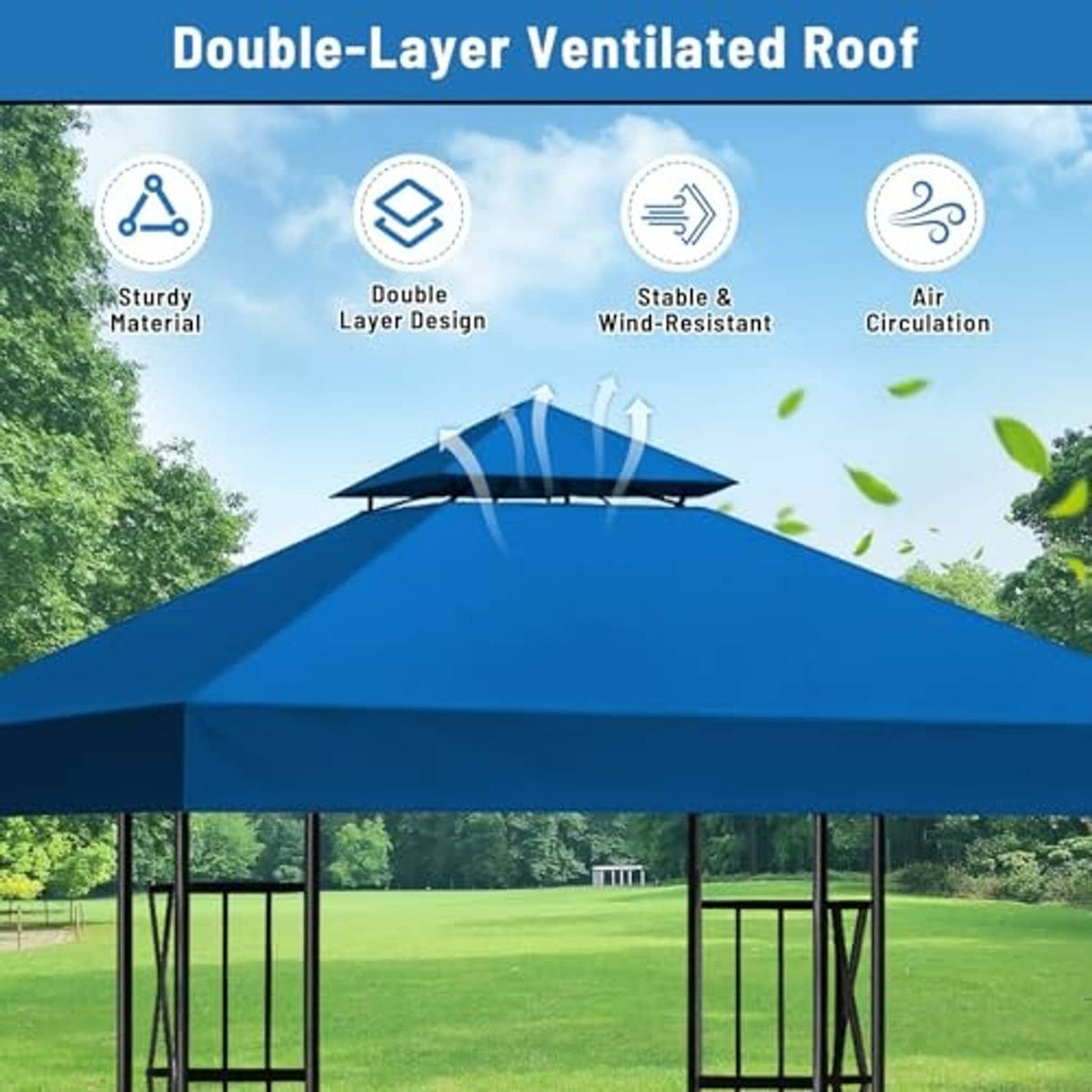 Blue double-layer ventilated canopy replacement roof