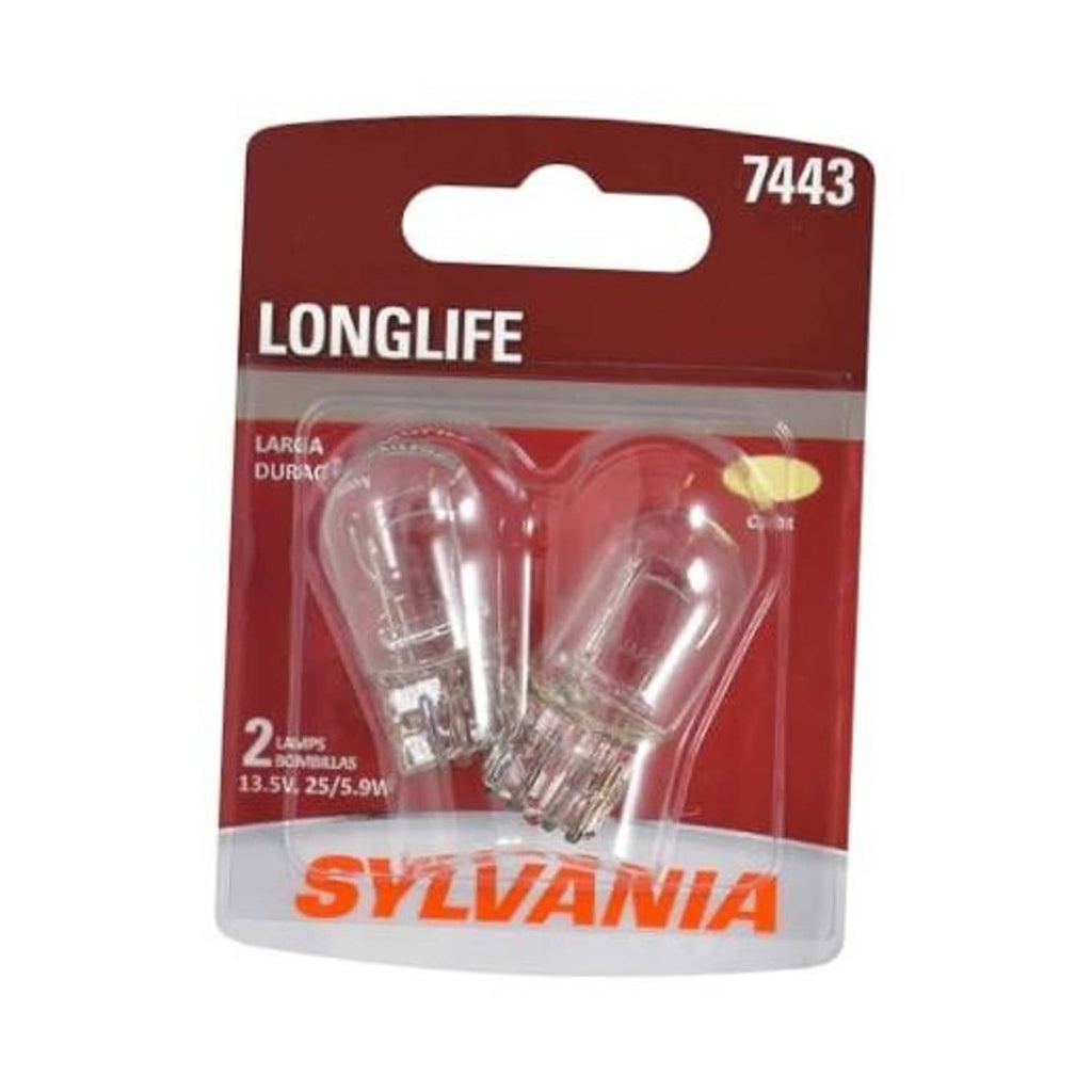 SYLVANIA LongLife 7443 miniature bulbs, clear blister pack with two glass lamps
