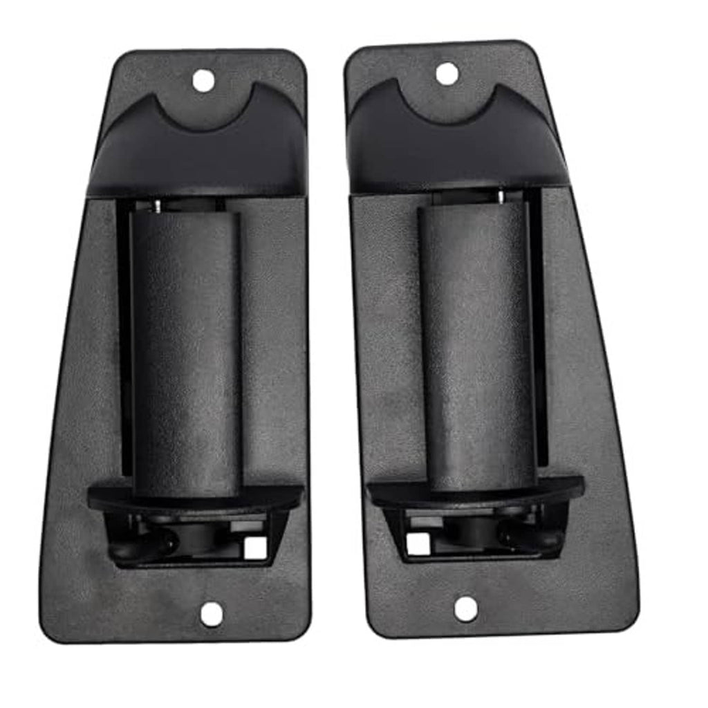 Black exterior door handle assemblies with textured finish and latch opening detail