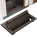 Blackish brown cast iron fireplace ash dump door with hinged open cover