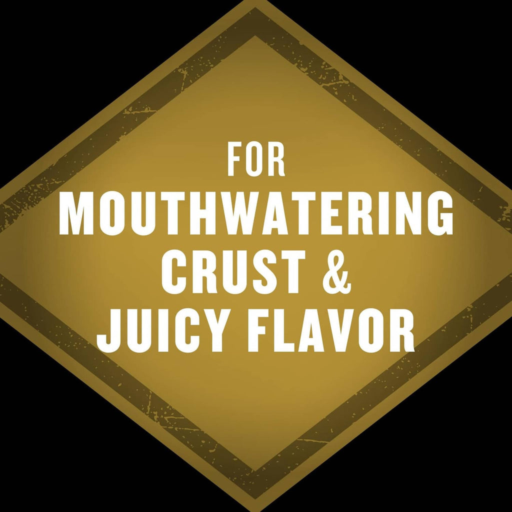 Garlic butter seasoning promotional graphic with gold diamond and white text