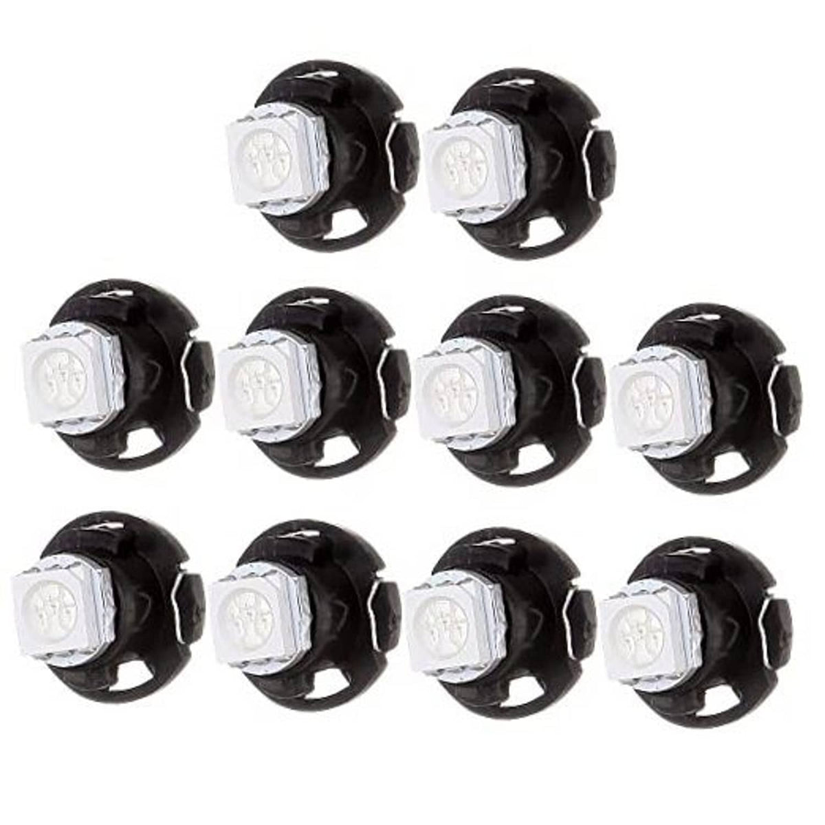 Set of 10 white LED wedge bulbs with black housing and square front lens