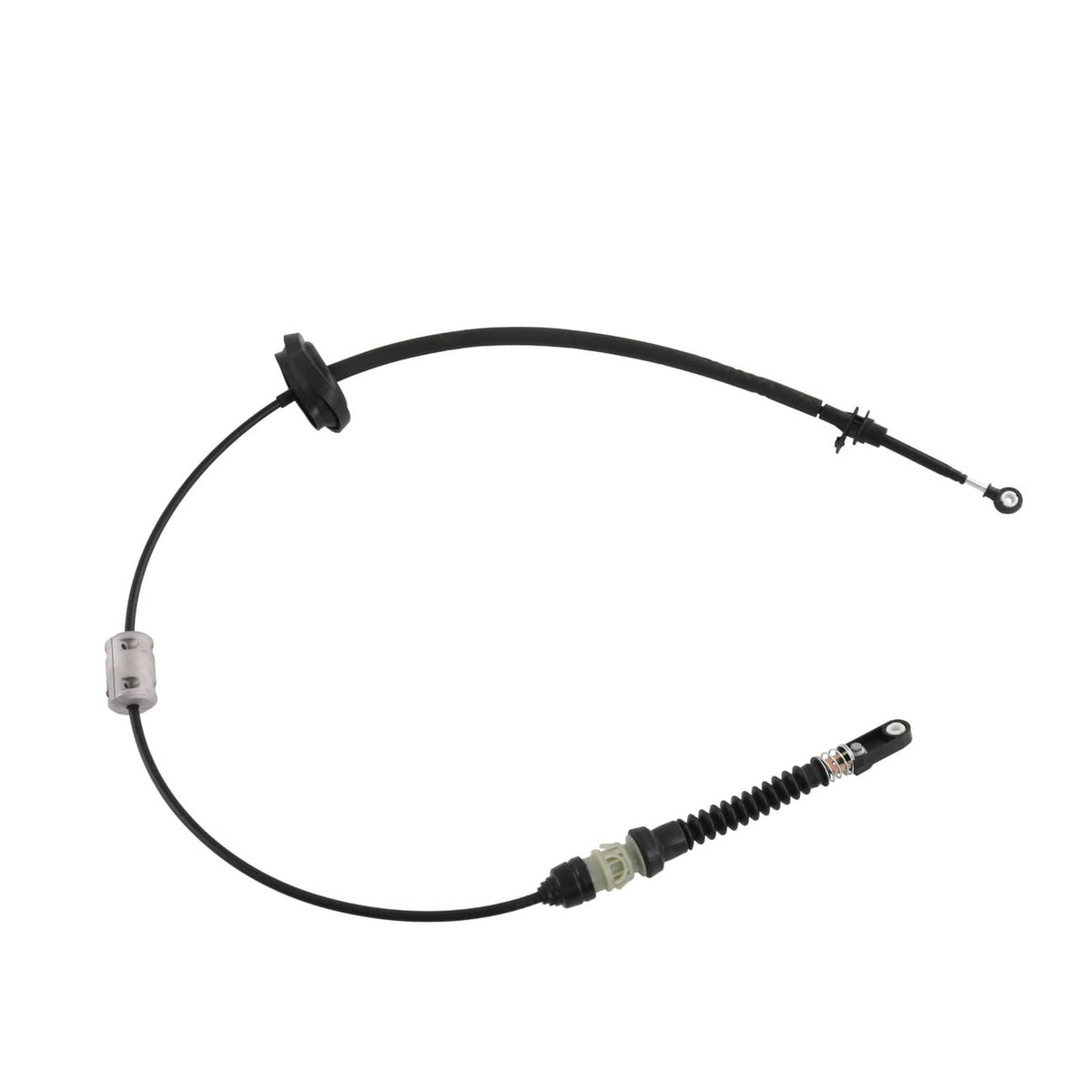 Automatic transmission shift cable assembly with two sensor-style ends and black spring