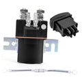 Black 48V golf cart solenoid with mounting bracket, twin studs, and black connector