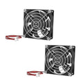 Two 80mm square DC 12V brushless replacement fans with red/black 2-pin leads