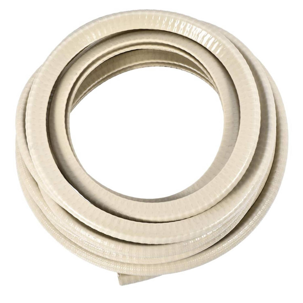Beige U-channel edge trim seal with textured surface, rolled coil
