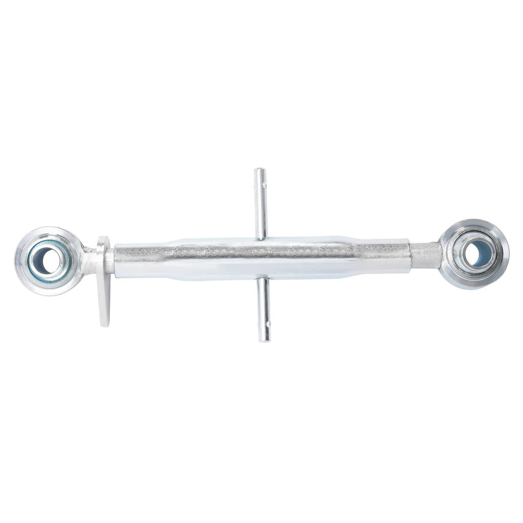 Straight top link bar with two side pins and round eye mounts, galvanized steel