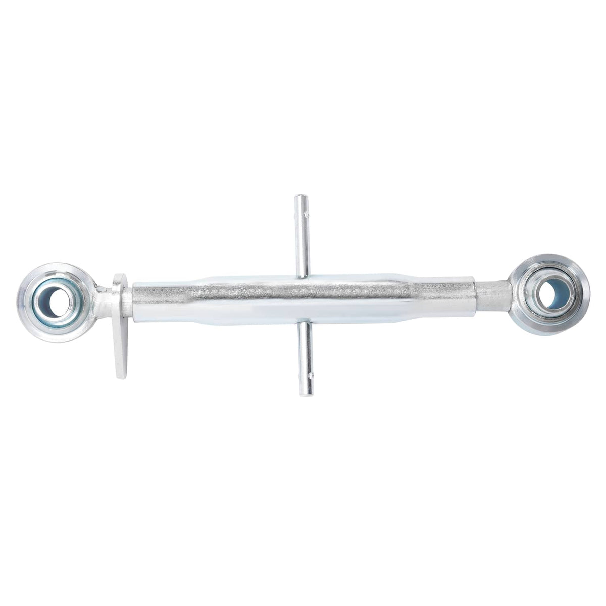 Straight top link bar with two side pins and round eye mounts, galvanized steel