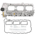 Aluminum valve cover with gasket and oil cap, light gray engine cover part