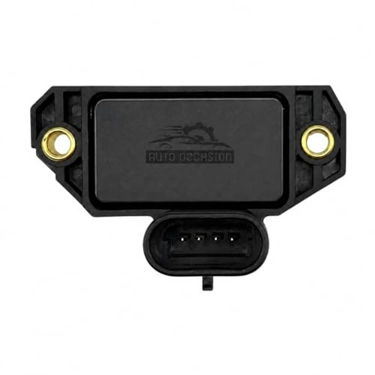 Black ignition control module with mounting tabs and front multi-pin wiring connector