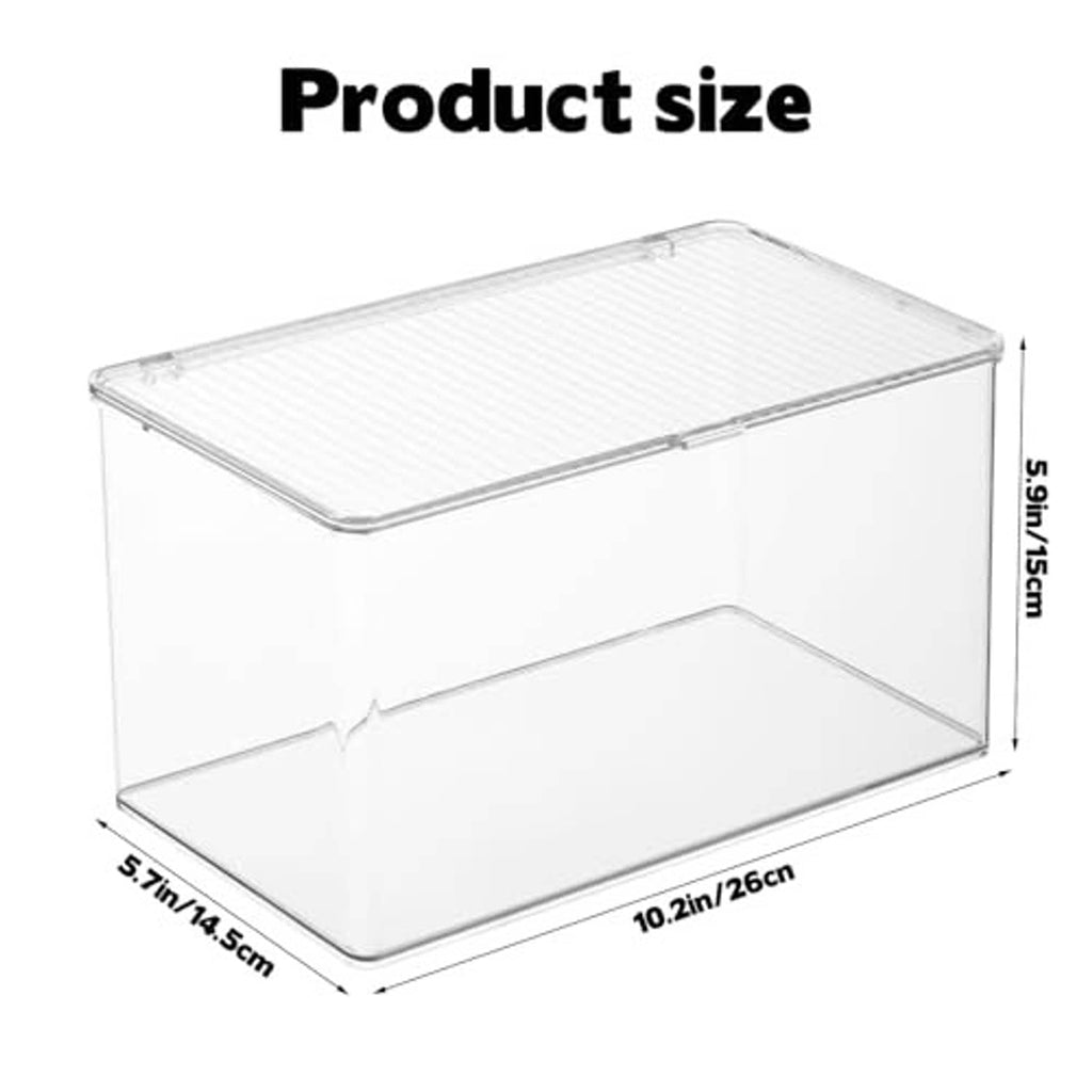 Clear CD storage box with lid, size shown with dimensions on image