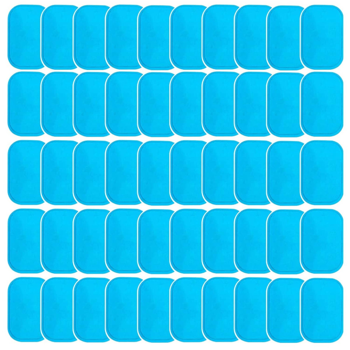Set of blue ABS stimulation gel pads, rectangular replacements with rounded edges