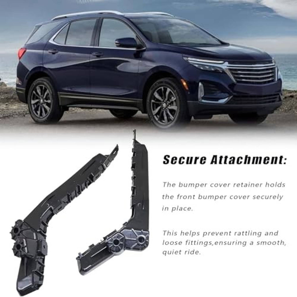 Black plastic bumper cover retainer clips with side brackets, two-piece set