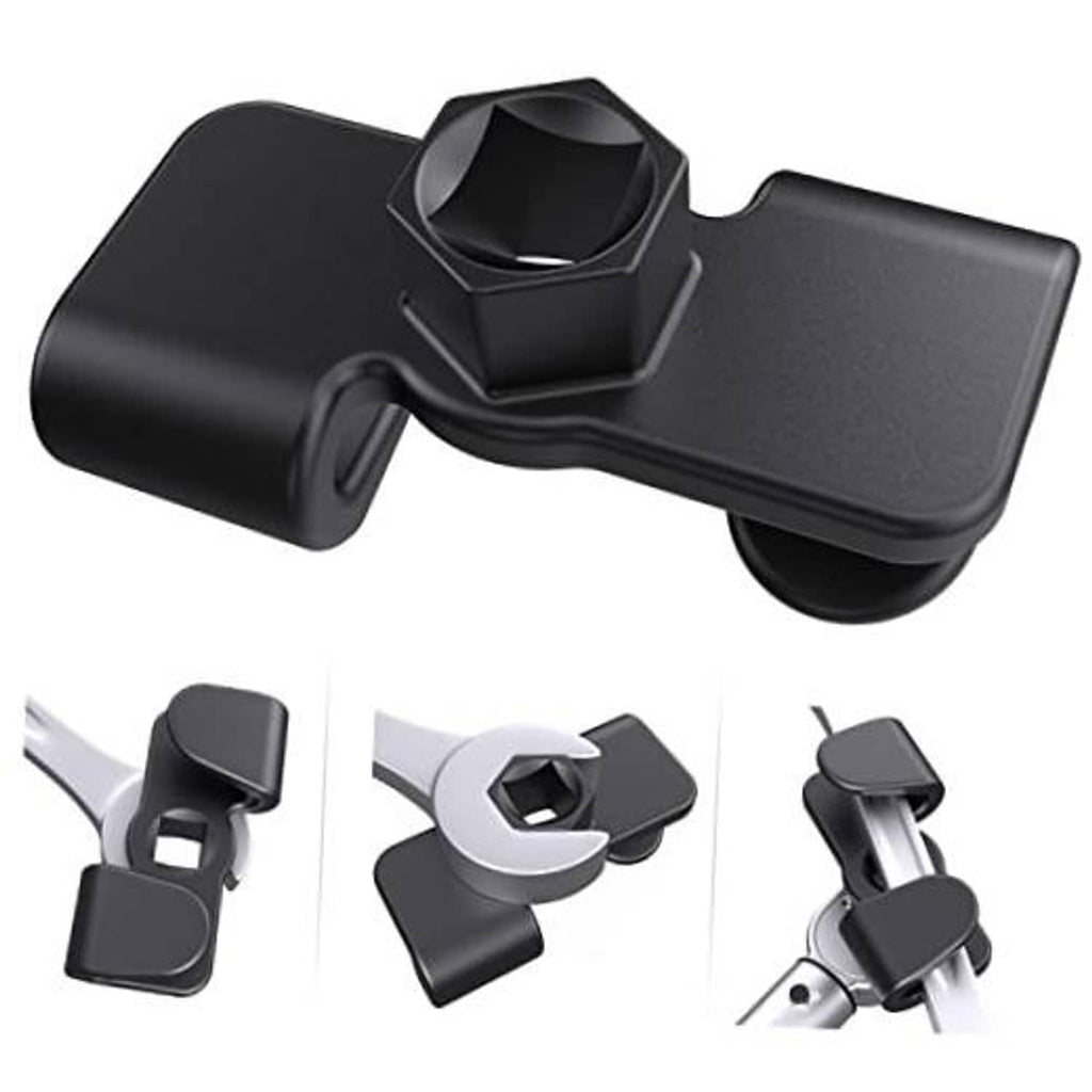 Black socket wrench extender with hex socket head and drive adapter