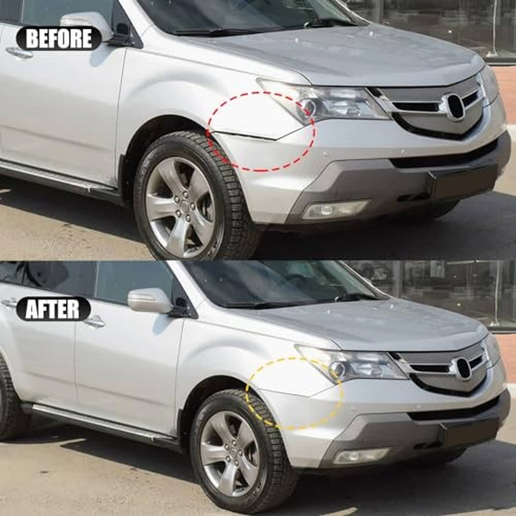 Front bumper with highlighted installation area for fender bracket retainers